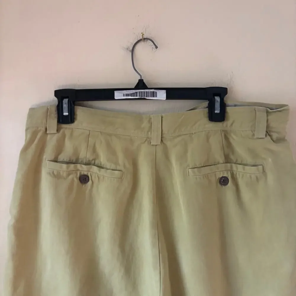 Tommy Bahama Men’s Shorts 36 Silk Linen Olive Green Casual Summer Flat Front
